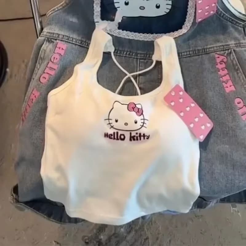 Camiseta sin mangas de Hello Kitty con almohadilla para el pecho para niña