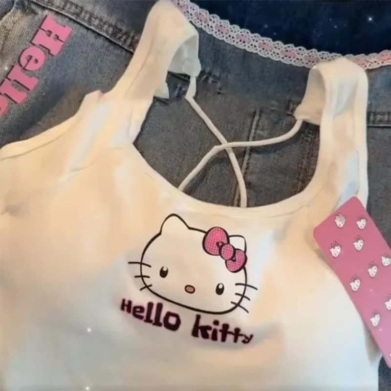 Camiseta sin mangas de Hello Kitty con almohadilla para el pecho para niña